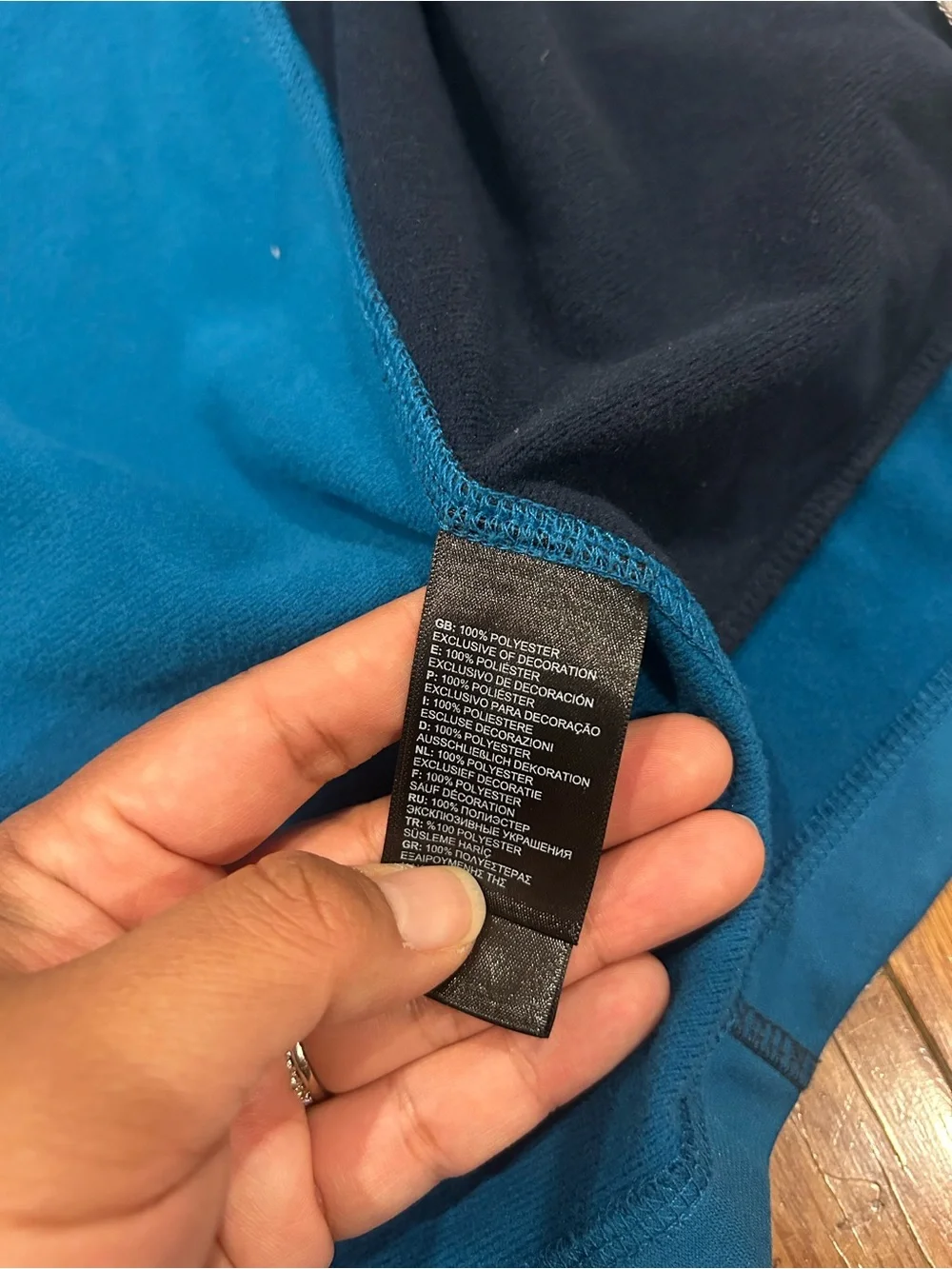The North Face Mens Large Blue Black Full Zip Softshell Jacket Chest Pocket L